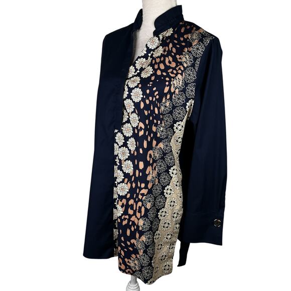 Chico's No-Iron Stretch Mixed-Print Tunic Shirt Popover Top 12 - Picture 6 of 16